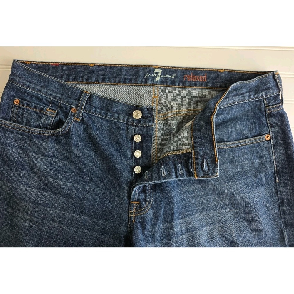 7 FOR ALL MANKIND Relaxed Button Fly Jeans Men's 38 Dark Wash Denim CASUAL